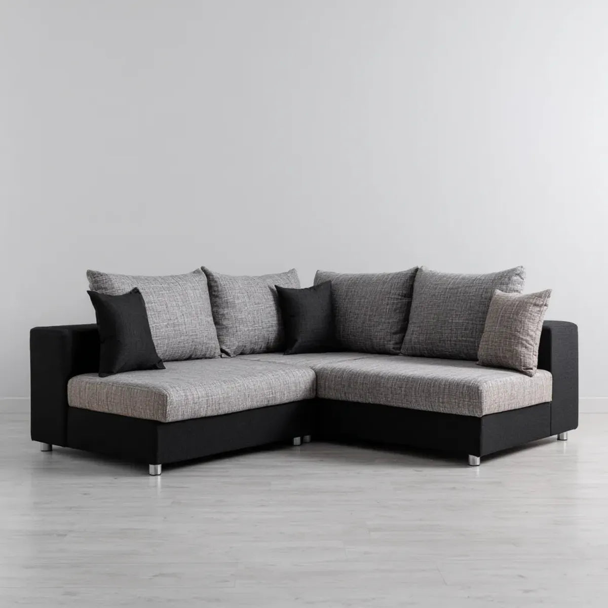 Ecksofa Grau Schwarz L-Form 240 x 160 x 85 cm Polyesterbezug