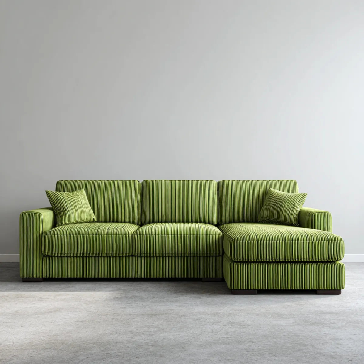 Ecksofa mit rechter Recamiere Grün aus Polyester-Cord in L-Form 250 x 160 x 85 cm