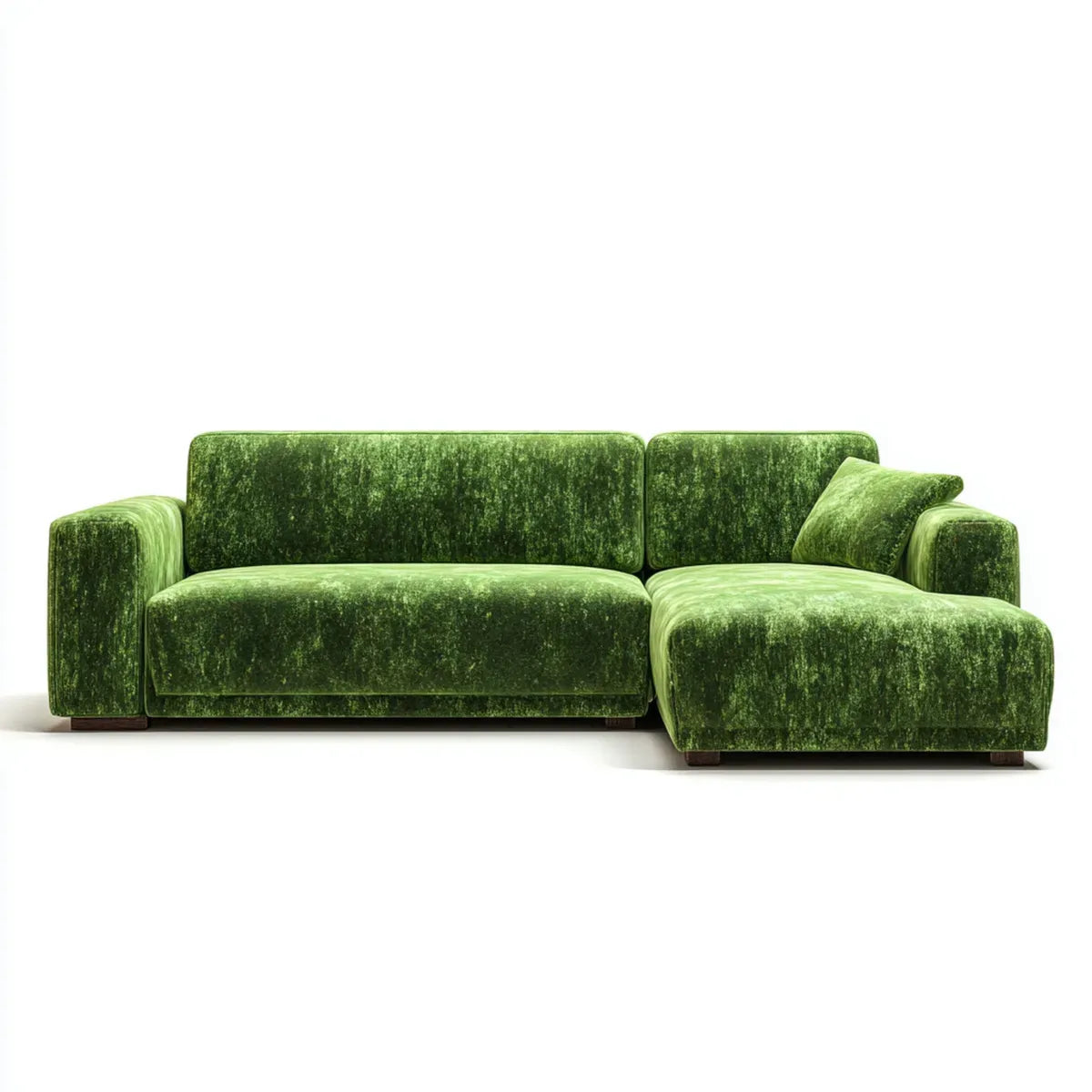 3-Sitzer Ecksofa Grün mit Recamiere 269 x 160 x 85 cm Polyester-Samt L-Form