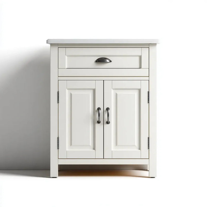 Aufbewahrungsschrank Weiß 80 x 40 x 100 cm MDF Rechteckig mit Schublade und 2 Türen