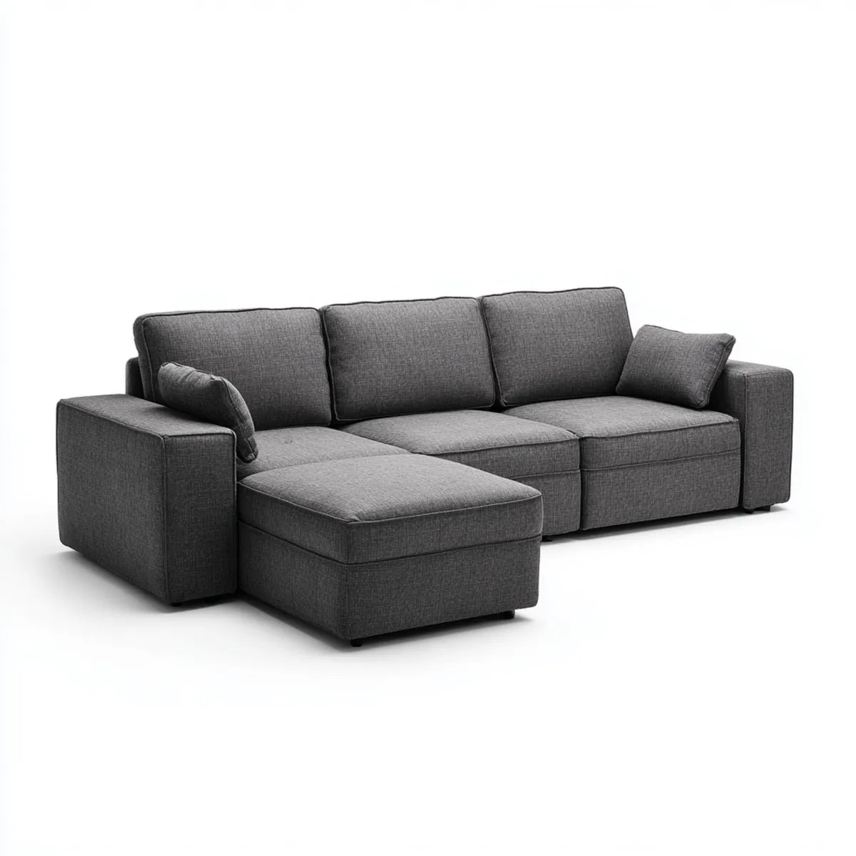 Ecksofa mit Recamiere Dunkelgrau 280 x 160 cm Polyester Schaumstoff Rechteckig