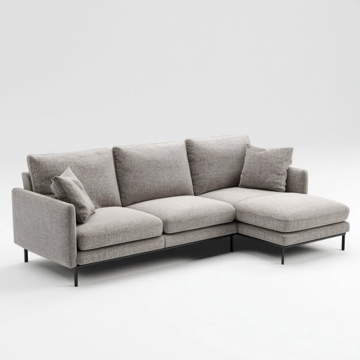 Ecksofa mit Recamiere rechts Grau 260 x 160 x 85 cm Polyester Schaumstoff Stahlgestell