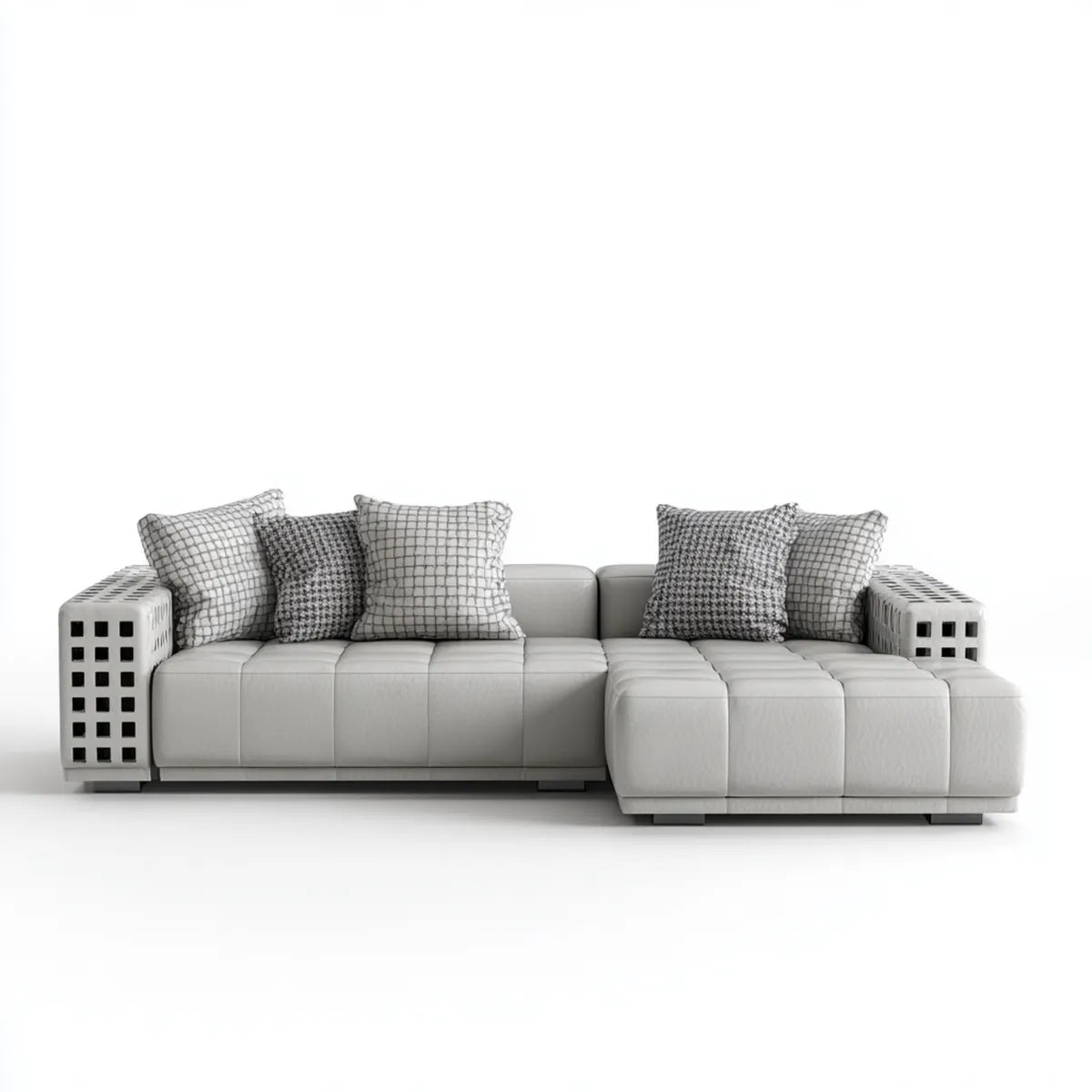 Ecksofa mit Recamiere Hellgrau 280 x 165 x 85 cm PU-Kunstleder rechteckig