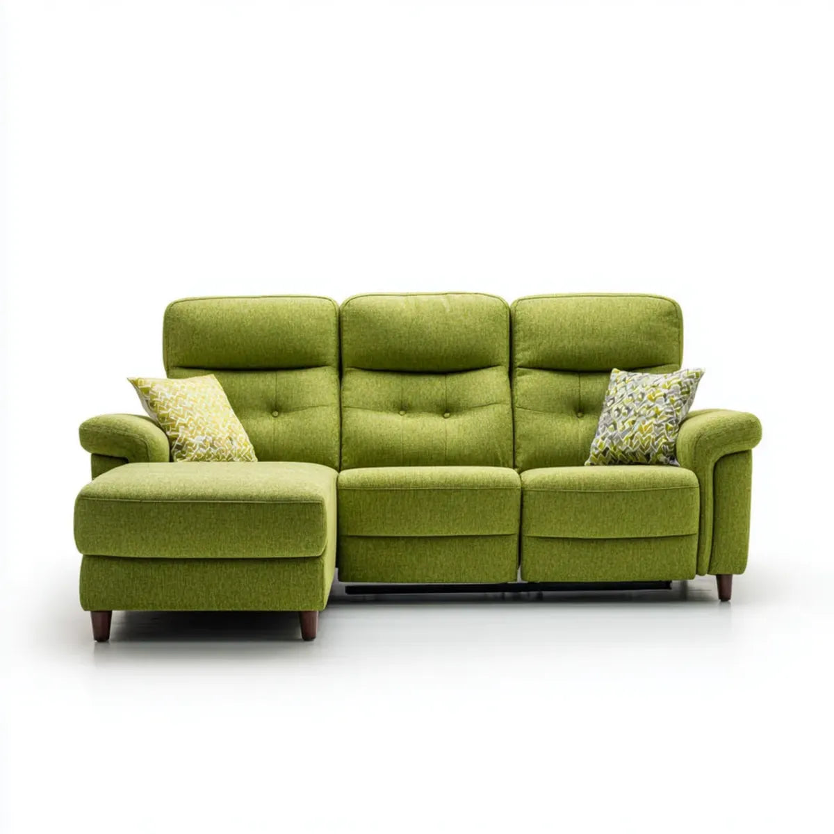 Ecksofa mit Longchair Grün 260 x 160 x 98 cm Polyester L-Form