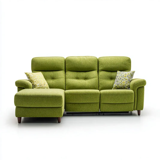 Ecksofa mit Longchair Grün 260 x 160 x 98 cm Polyester L-Form