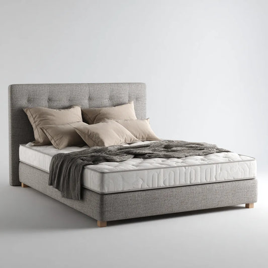 Polsterbett Doppelbett Grau 180 x 200 cm mit Polyesterbezug und Taschenfederkernmatratze Rechteckig