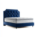 Polsterbett Doppelbett Set Dunkelblau 180 x 200 cm Polyester-Samt Rechteckig mit Matratze