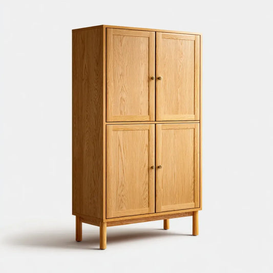 Aufbewahrungsschrank Wohnzimmerschrank Natur 90 x 40 x 180 cm Eiche Massivholz Rechteckig
