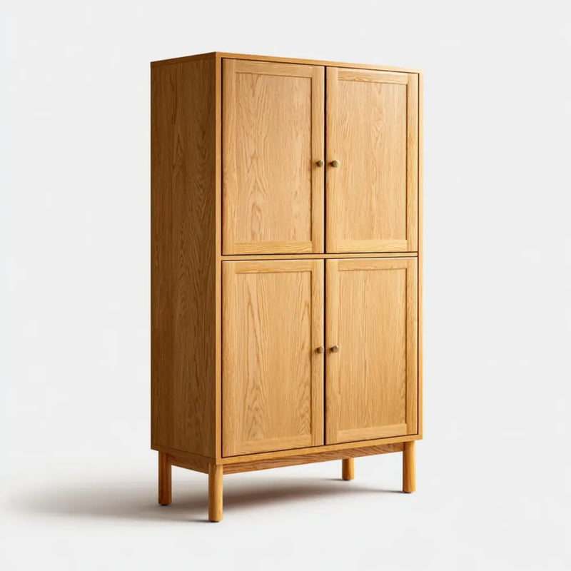 Aufbewahrungsschrank Wohnzimmerschrank Natur 90 x 40 x 180 cm Eiche Massivholz Rechteckig