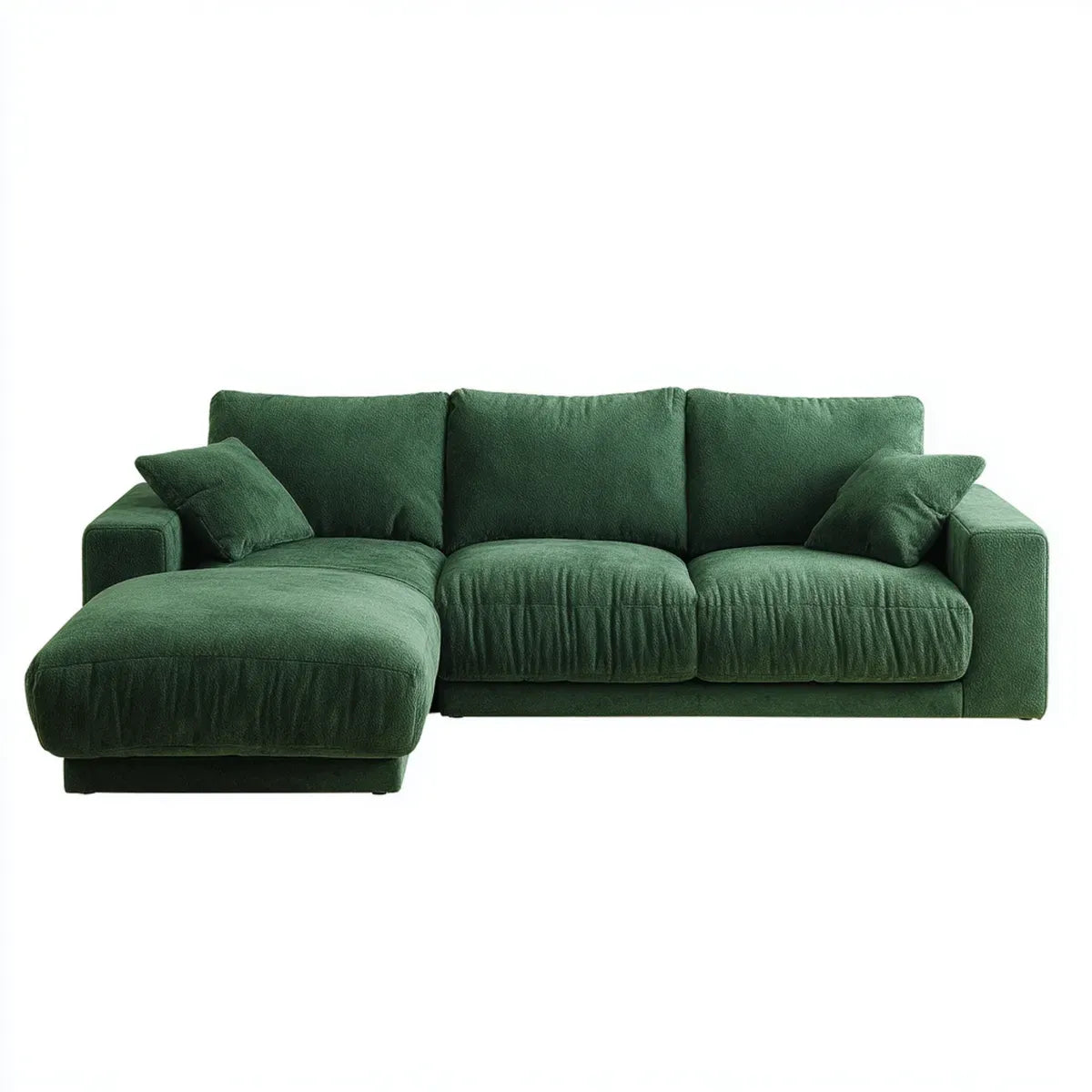 Ecksofa mit Recamiere links Dunkelgrün 260 x 160 x 85 cm Polyester-Samt 3-Sitzer