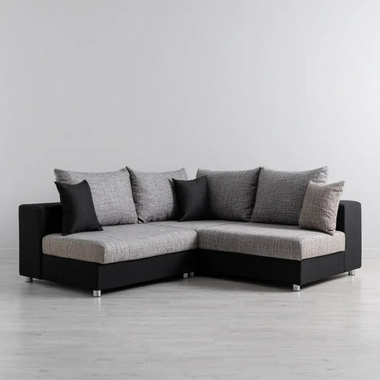 Ecksofa Grau Schwarz L-Form 240 x 160 x 85 cm Polyesterbezug