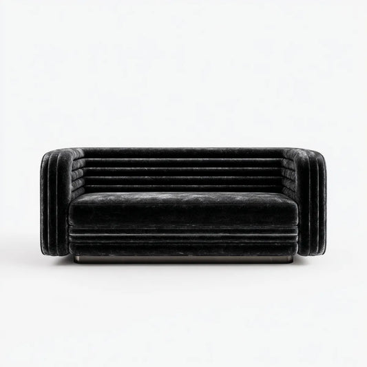2-Sitzer Sofa Schwarz 170 x 90 x 75 cm Samtstoff Polyester Rechteckig