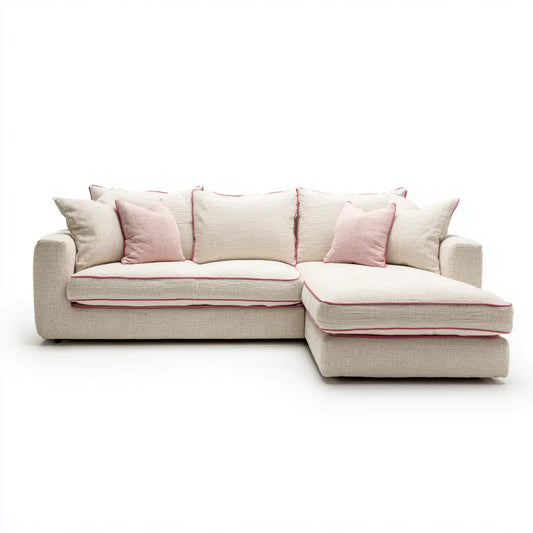 Ecksofa mit Recamiere rechts Beige 260 x 160 x 85 cm Polyester L-Form
