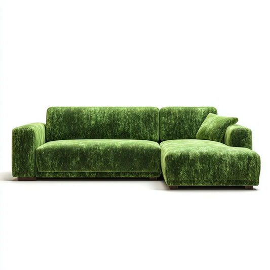 3-Sitzer Ecksofa Grün mit Recamiere 269 x 160 x 85 cm Polyester-Samt L-Form