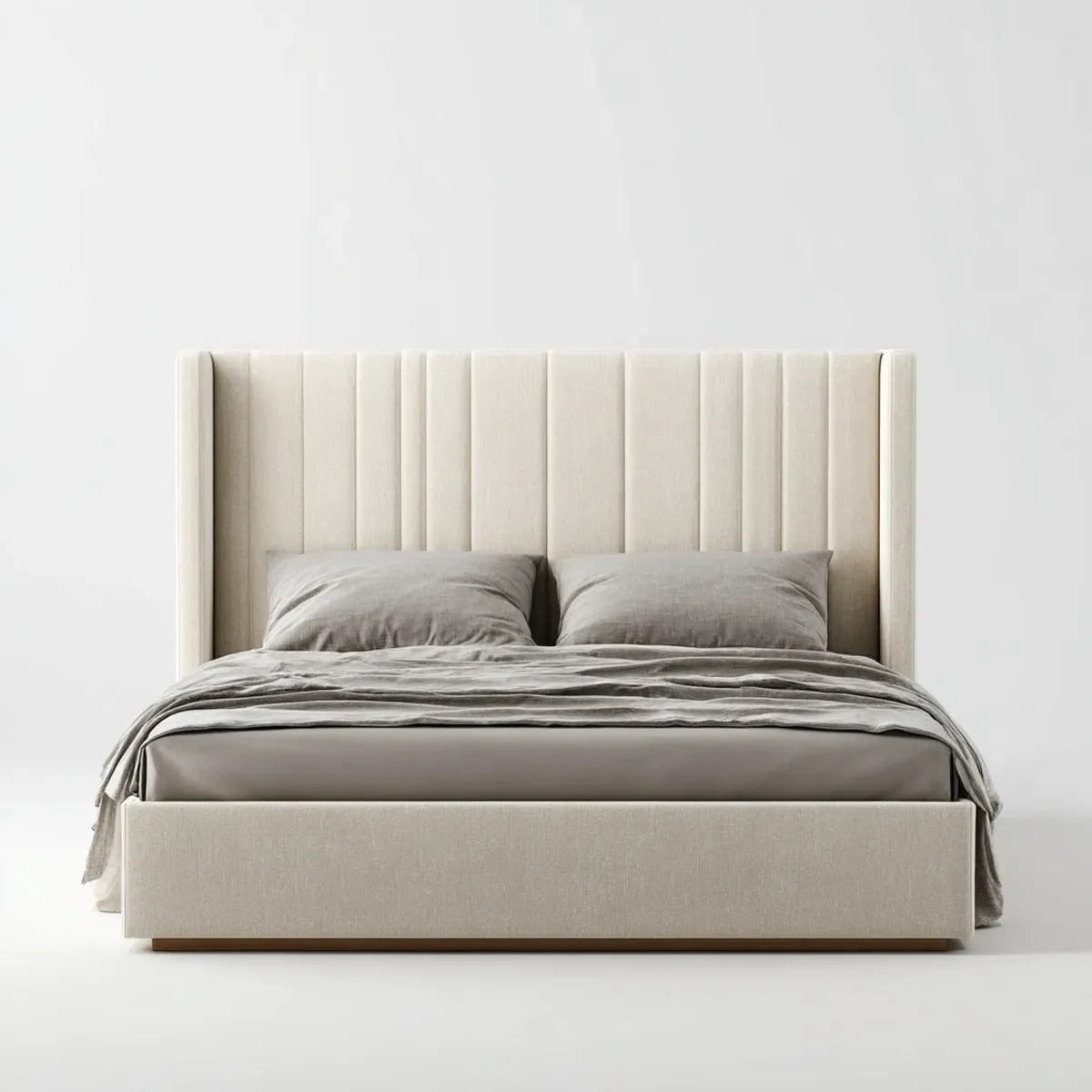 Polsterbett Doppelbett Beige 180 x 200 cm Polyester Rechteckig