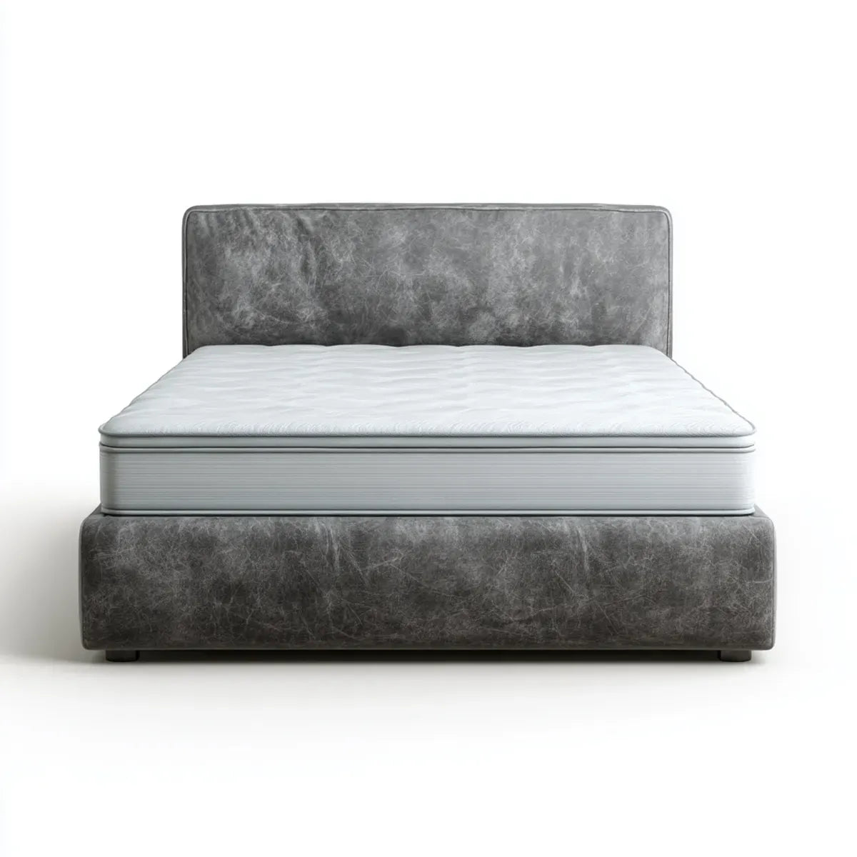 Boxspringbett Doppelbett Grau 180 x 200 cm mit PU-Kunstlederbezug Rechteckig