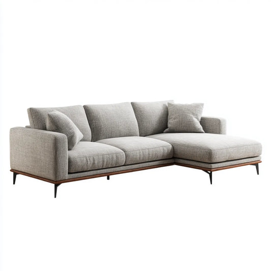 Ecksofa mit Recamiere rechts Hellgrau 260 x 160 x 85 cm Polyester Massivholz L-Form