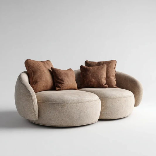 2-Sitzer Sofa Beige 180 x 95 x 72 cm mit Polyesterbezug und runder Form