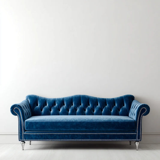 Chesterfield 3-Sitzer Sofa Dunkelblau 210 x 90 x 78 cm Samt Polyester Rechteckig
