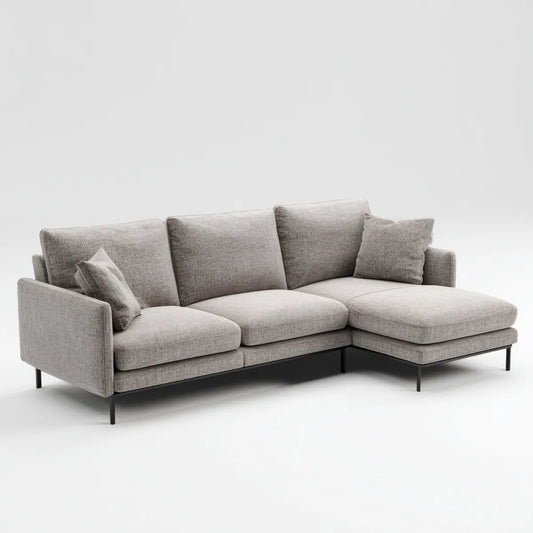 Ecksofa mit Recamiere rechts Grau 260 x 160 x 85 cm Polyester Schaumstoff Stahlgestell